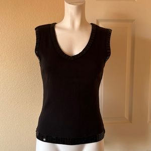 Parallel sequins black tank top Medium